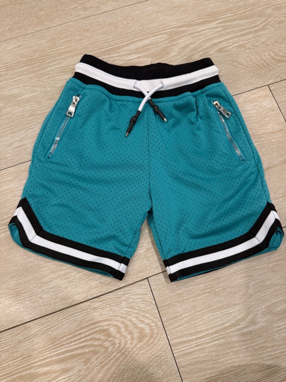 Teal Mesh Athletic Toddler Shorts with Contrast Trim